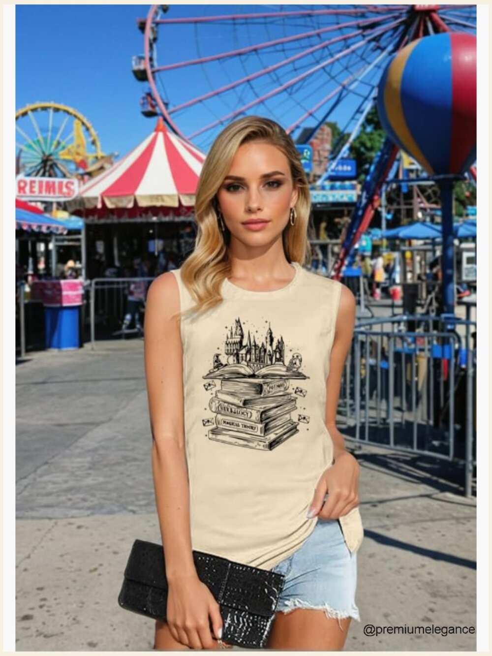 Flourish and Blotts Tank Top - Wizard Magical Costume Tee for Women - Picture 2 of 5